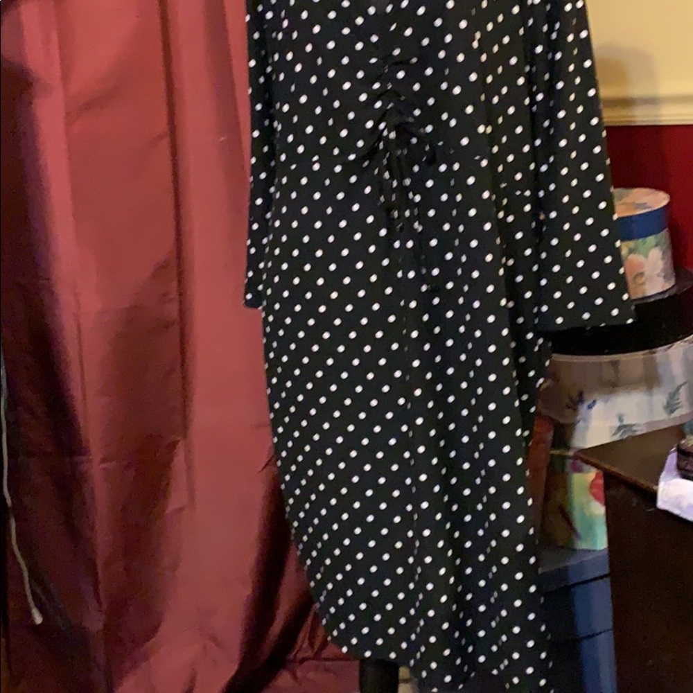 NWOT Bobbie Brooks black/white polka dots dress-3X